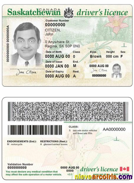 Canada province Saskatchewan driving license